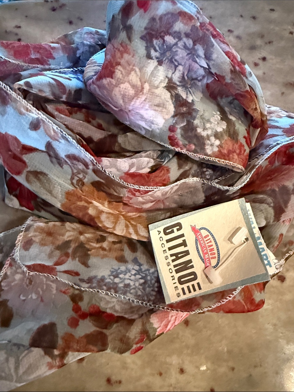 Sheer Scarf with Brand Tag